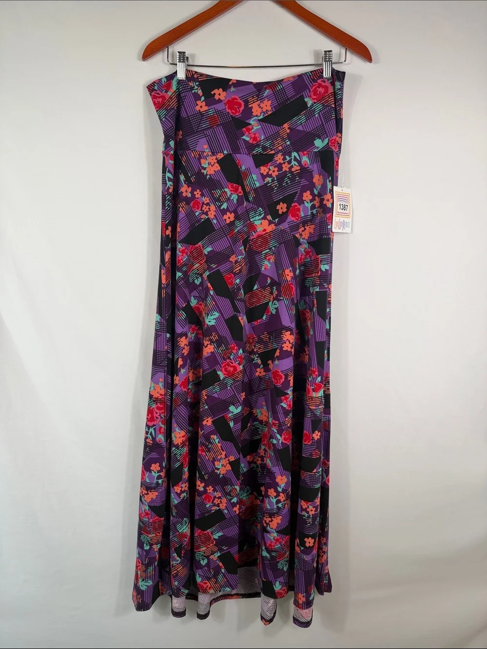 LuLaRoe Purple Floral Maxi with Orange & Teal Accents. NWT. Womens Size L - Picture 1 of 7